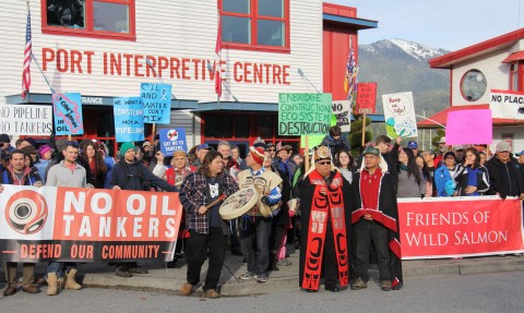 Over two hundred people came to rally outside the Port of Prince Rupert offices and let them know our port at the mouth of the Skeena is no place for a tar by rail terminal and tankers.